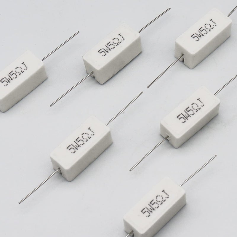 Dimlove Cement Resistor,10 PCS 5W 5 Ohm 5% Axial Lead Wire Resistor White Wound Fixed Ceramic Cement Resistors Wirewound Cement Power Resistors Flame Heat Moisture Resistance Precharge Horizontal Resistors - Image 5